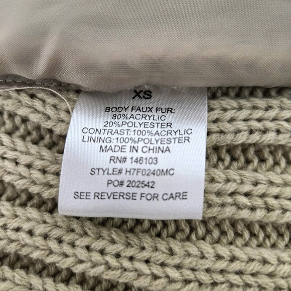 Hippie Rose sweater vest with faux fur front. Tan/black, Size XS - Picture 11 of 11